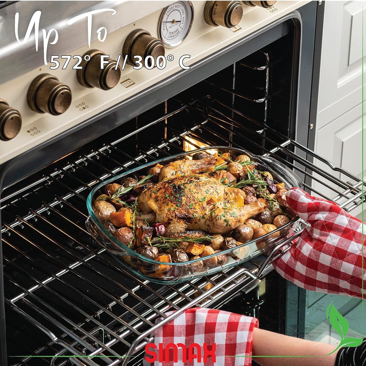 Simax Casserole Dish - 8 Quart Borosilicate Glass Baking Dish With High Lid | Oven, Microwave & Dishwasher Safe