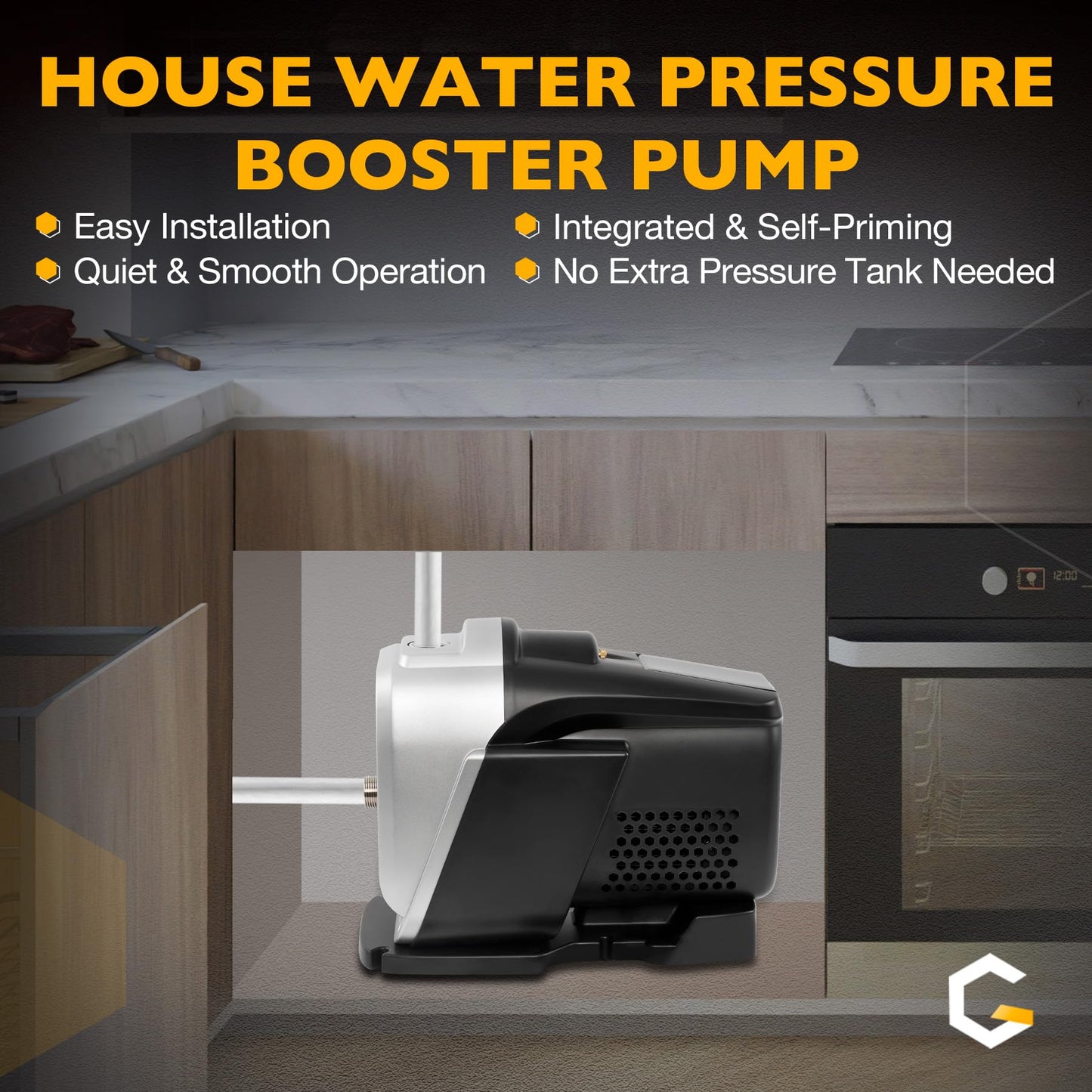 80 PSI Water Pressure Booster Pump, 115V Water Boosting Pump, Automatic Whole House Pump for Home & Apartment, Integrated Design for Shower, Garden, Irrigation