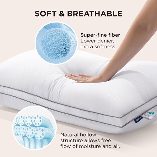 Bedsure Queen Pillows - Fluffy Hotel Quality Down Alternative, Gusseted Support for All Sleepers