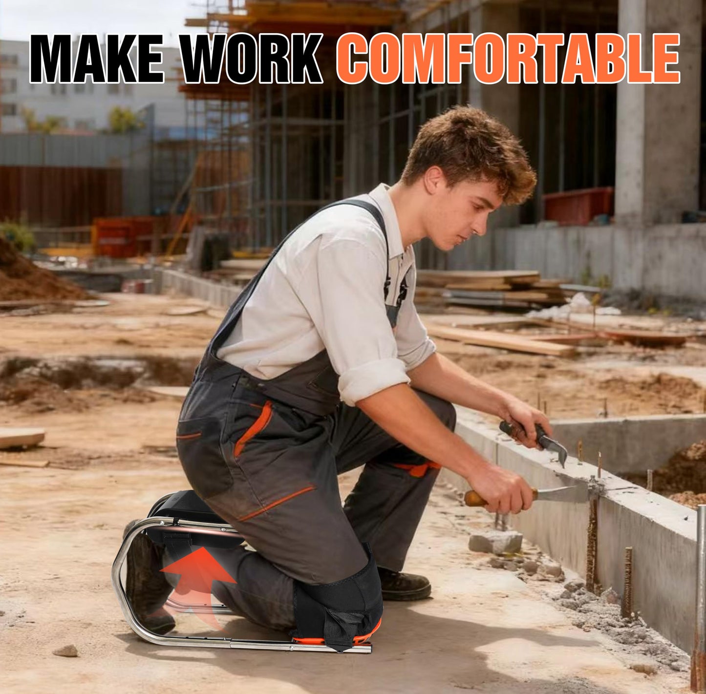 Knee Pads for Work With Seat,Upgraded Adjustable&Detachable Ergonomic Knee Seat,Kneeler Seat for Gardening,Farms,Construction,Tiling Flooring and Cleaning for Men Women,Optimal Knee Protection,Ankle Support