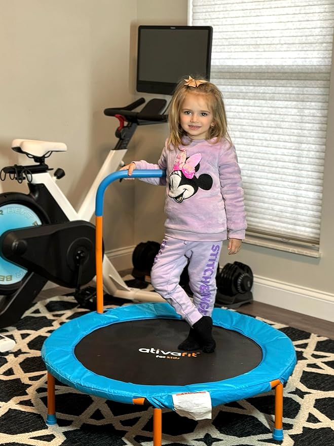Ativafit 36inch Mini Toddler Trampoline for Kids Ages 2-6 Indoor Outdoor Folding Small Rebounder Trampoline with Foam Handle Safety Padded Cover Fun for Kids