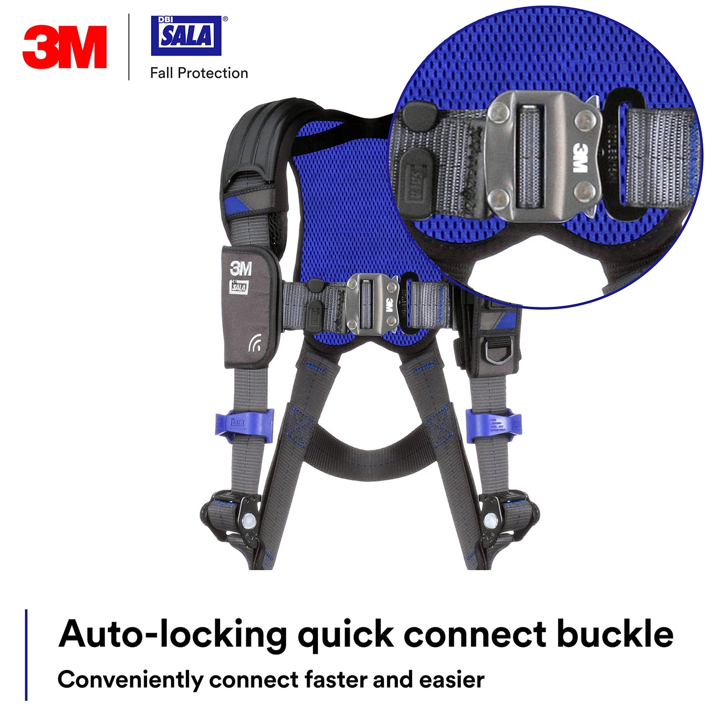 3M 1113004 DBI-SALA ExoFit X300 Comfort Vest Safety Harness Fall Protection, OSHA, ANSI, General Industry, Aluminum Back D-Ring, Auto-Locking Quick Connect Leg and Chest Straps, Medium