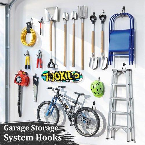 Housolution Steel Garage Hooks - Heavy Duty Wall Mount Organizer for Bikes, Tools & Ladders - 30 Pack, Black