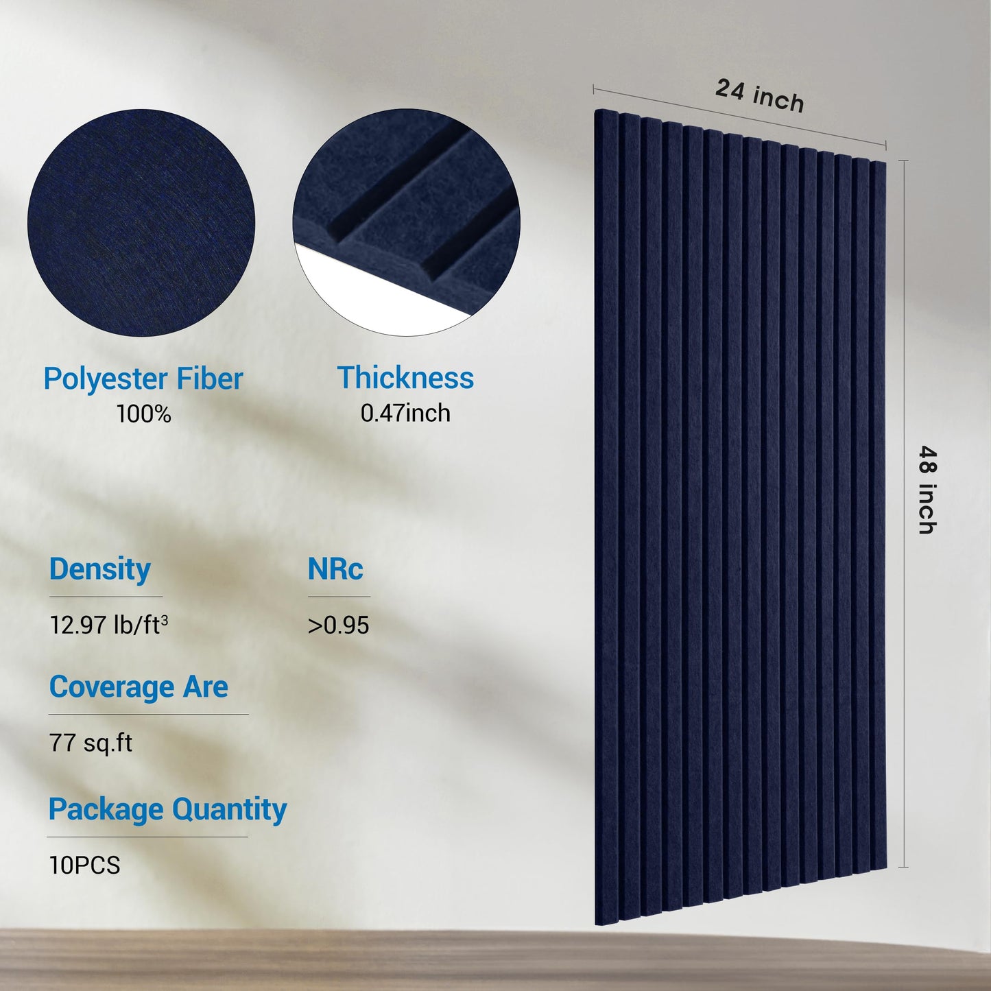 MAGICUBETIC 10 Pack Acoustic Panels,48"*24"*0.47"Self-Adhesive Soundproof Wall Panels,High Density Sound Proof Panels for Walls, Office, Reccording Studio, Home,Ceiling-Starry Blue