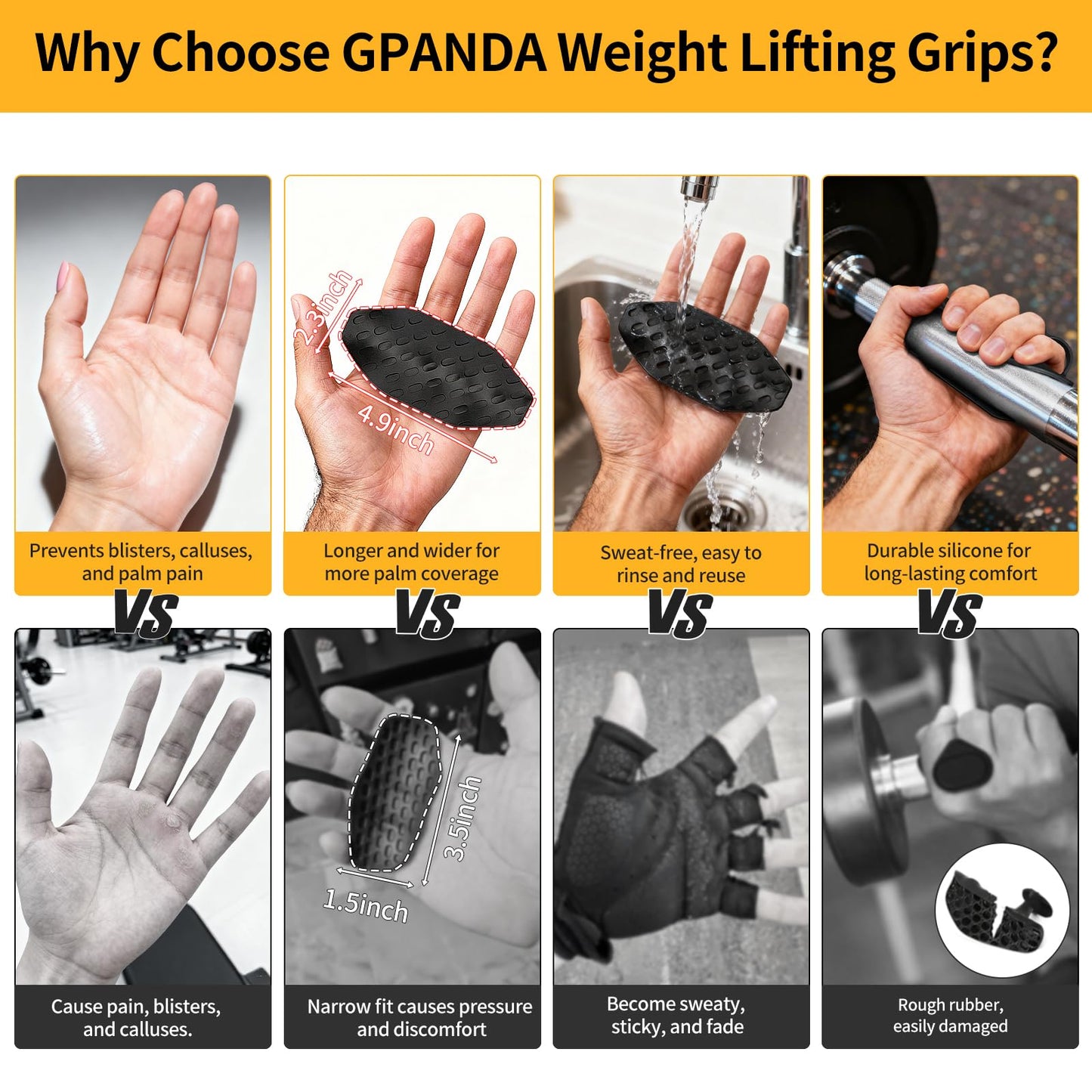 GPANDAG [Upgraded Wider] Weight Lifting Hooks and Lifting Grips for Men and Women(2 Pair), Lifting Straps Gym Grip for Weightlifting, Deadlifts, Pull-Ups, Strength Training, Wrist Wraps Hooks for Seniors