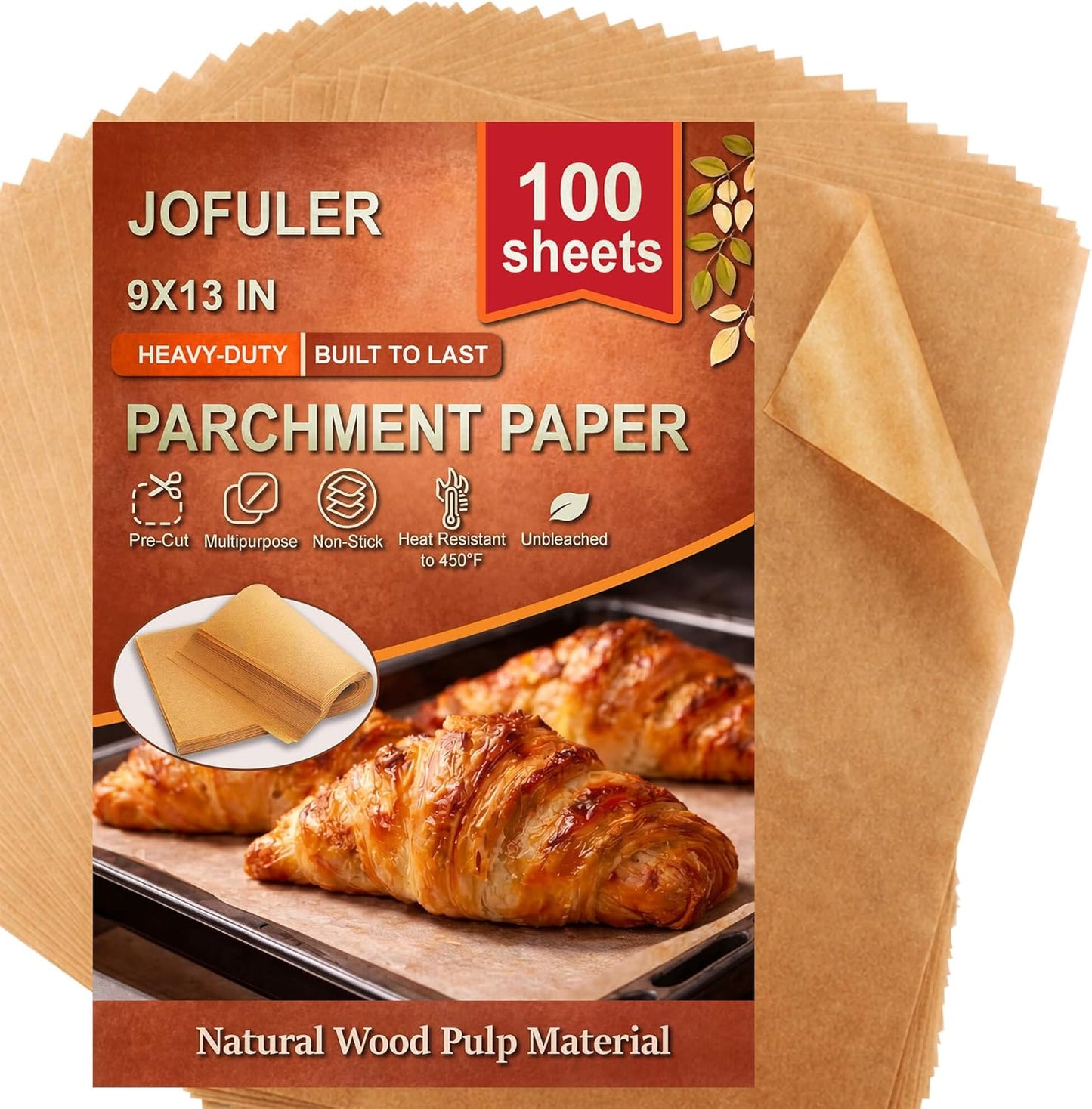 Unbleached Parchment Paper Sheets by [Brand Name] - Non-Stick 9x13 Inch for Baking & Grilling | 100PCS