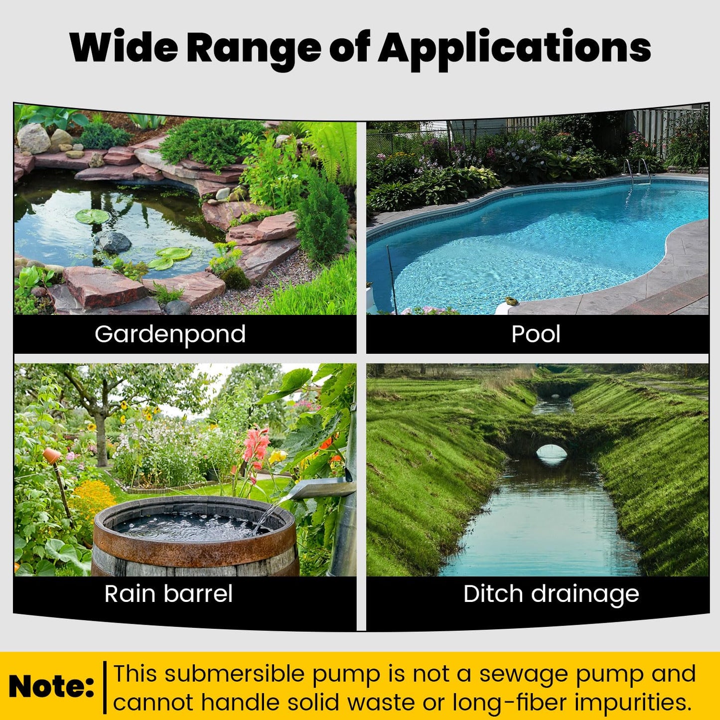 HonHuCo PST2 400 1/2HP Submersible Pump Compatible with Wacker Neuson Sub. Pump 110V/60hz 5.4A for Pool, Basement, Outdoor & Pond Draining 5000009112