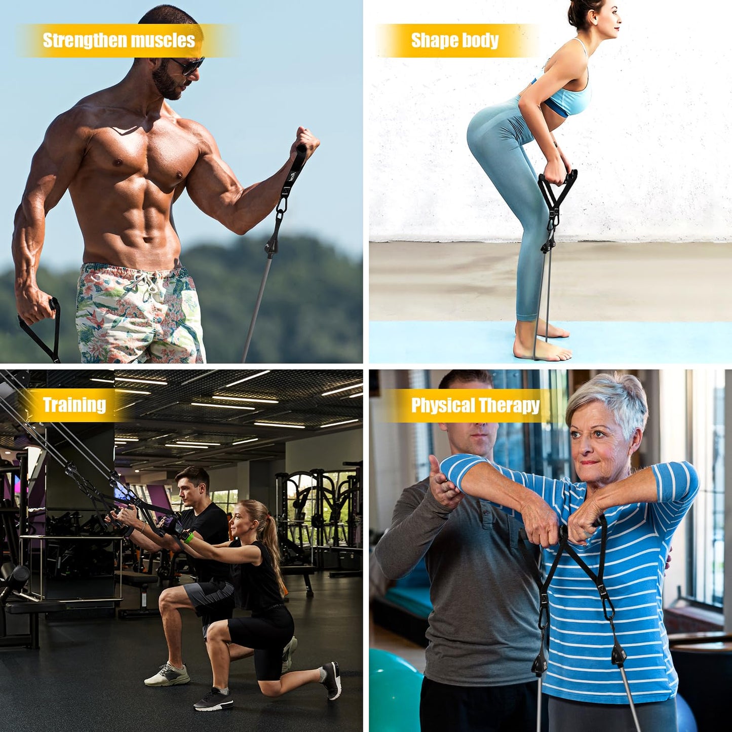 HPYGN Heavy Resistance Bands, Workout Bands with Handles for Men, Fitness Weight Bands for Physical Therapy, Muscle Training, Strength, Slim, Yoga, Home Workout Equipment