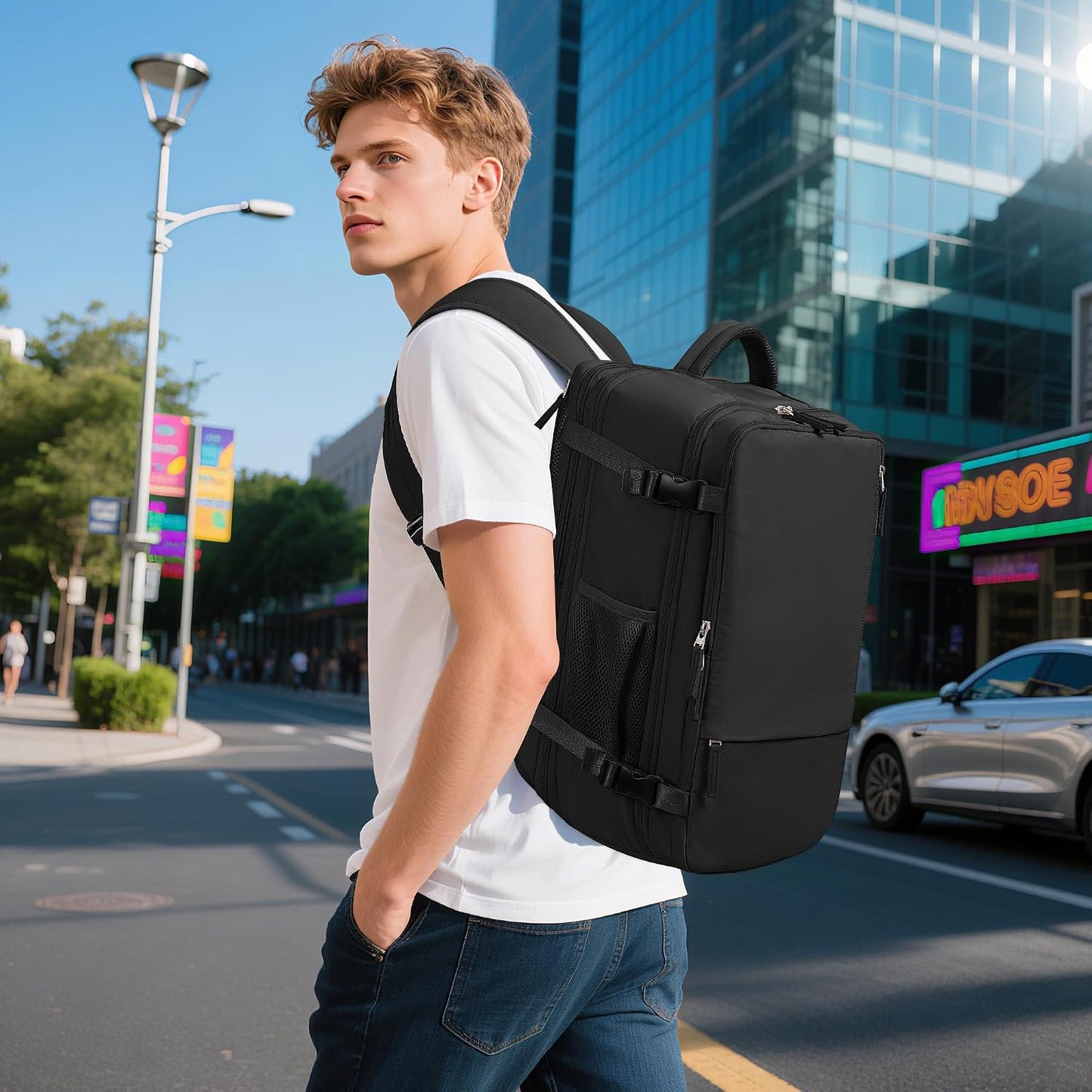 Backpack 40L Backpack, 17 Inch Backpack Sinaliy Large Travel for Women Men, Expandable Carry On Laptop College Bookbag