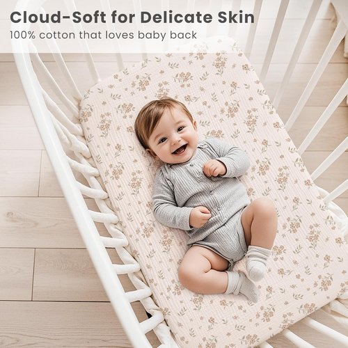 Konssy Muslin Fitted Bassinet Sheets - Soft 2-Pack for Baby Girl/Boy | Perfect Fit for Oval & Rectangle Mattresses