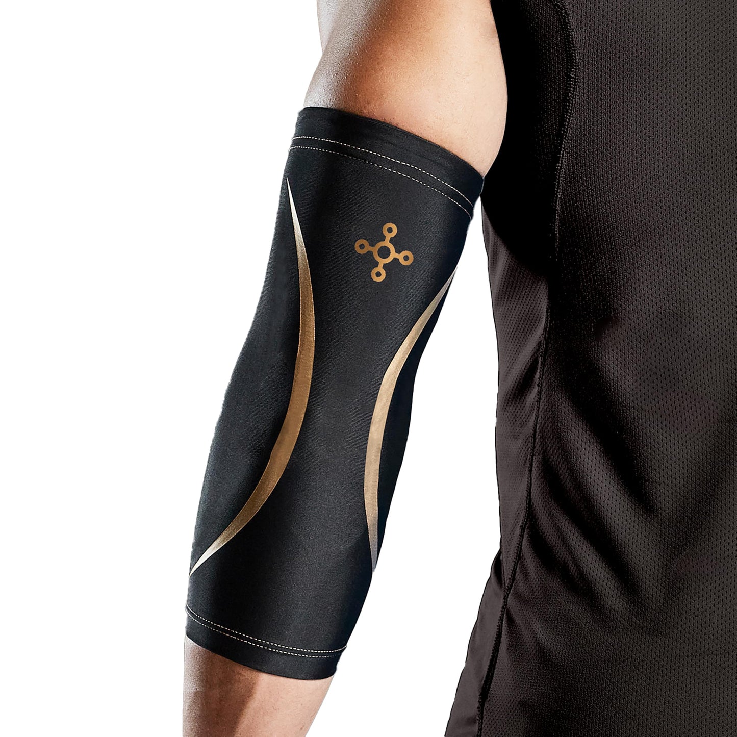 Tommie Copper Elbow Compression Sleeve (S/M, Black), 15-20 mmHg, 4D Stretch & Non-Slip Fit for Targeted Support, Patented Copper Znergy Fabric, Anti-Odor Benefits, Breathable Design