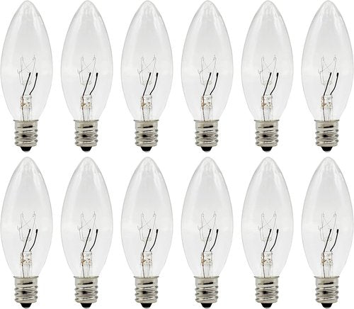 Creative Hobbies® Replacement Light Bulbs - 7W E12 Clear Incandescent for Electric Candle Lamps | 12 Pack
