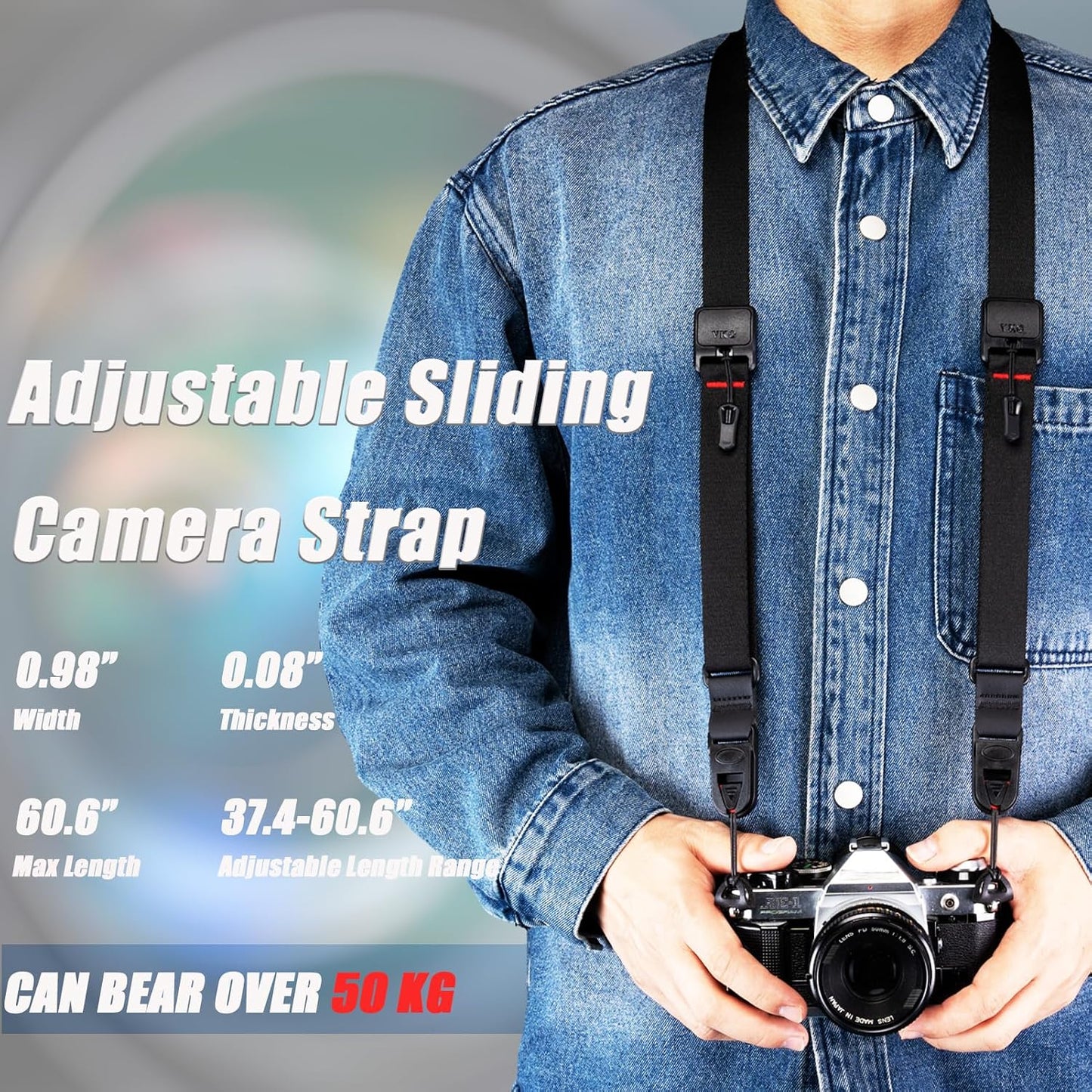 VKO Quick Release Crossbody Camera Strap - Adjustable Neck & Shoulder Strap for DSLR & Mirrorless Cameras