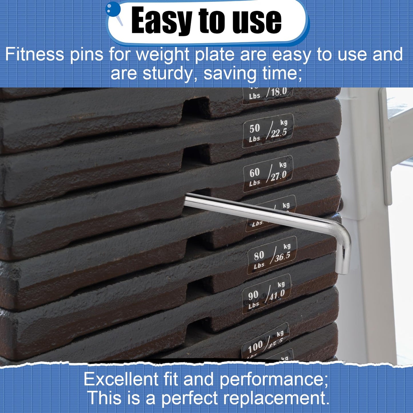 NQEUEPN Weight Stack Pin, 3/8 Inch Diameter 6 Inch Weight Loading Pin L Shaped Pin Tensile Weight Stack Extender Pin Weight Selector Pin Gym Pin Fitness Gym Equipment for Home Gym