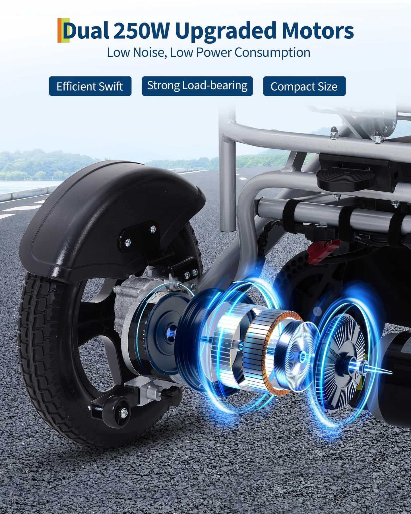 GarveeLife Electric Wheelchair for Adults, 30 Mile Range & Foldable, 330 LB Capacity, 2X 12Ah 24V Battery, Lightweight All Terrain Mobility Chair, Airline Approved