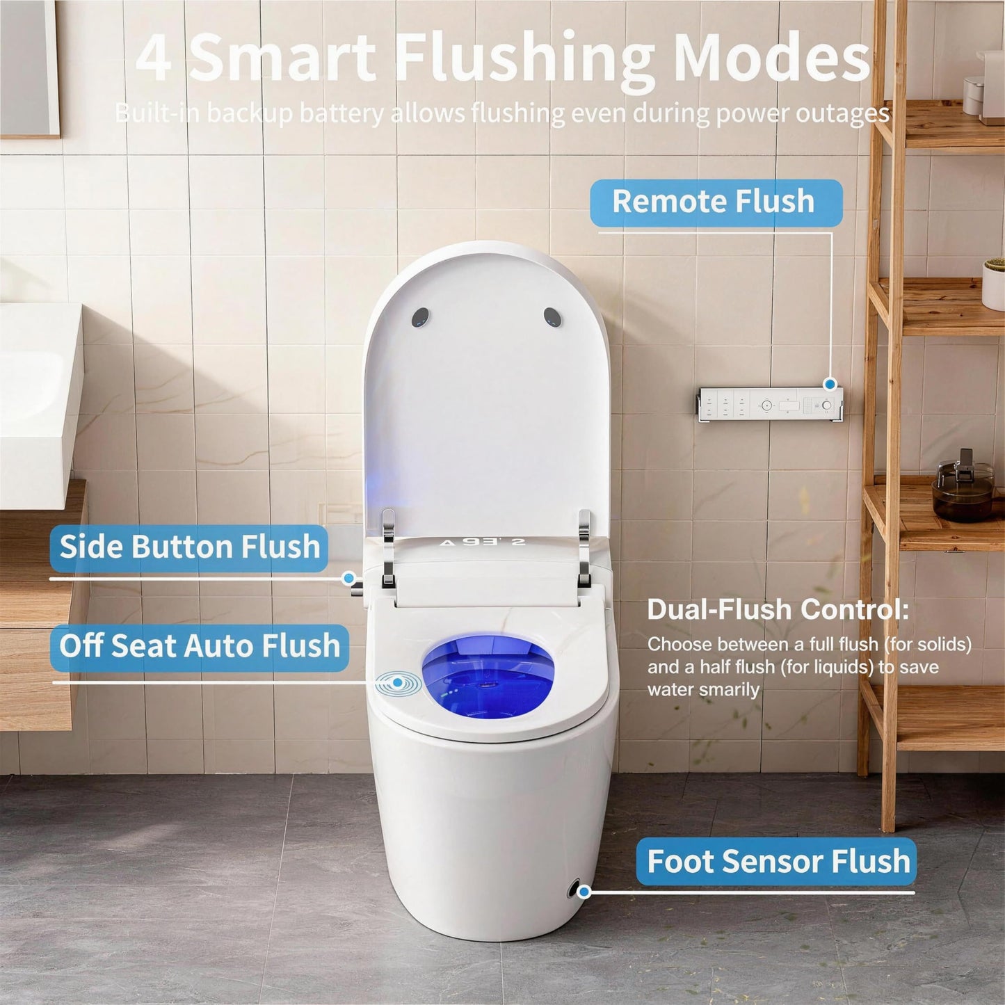 Smart Toilet with Bidet Built in, Auto Soft Open/Close, Booster Pump Tank, 1000g MaP Auto Dual Flush, Foam Shield, UV-C Light, Heated Seat, Instant Warm Water, Deodorization, ADA Height for Bathrooms