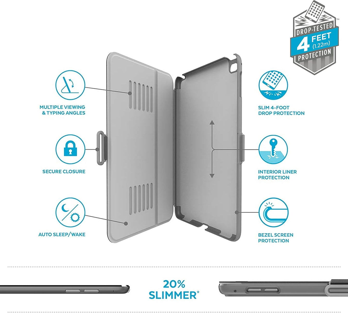 Speck 91905-5999 10.5" (2017) Products Balance FOLIO Case and Stand for iPad Pro with Magnets, Stormy Grey/Charcoal