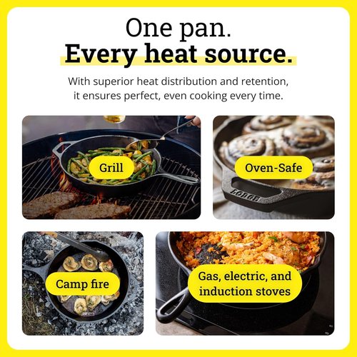 Lodge Seasoned Cast Iron Skillet - Versatile 12-Inch Frying Pan for Stove, Oven & Grill - Includes Silicone Hot Handle Holder