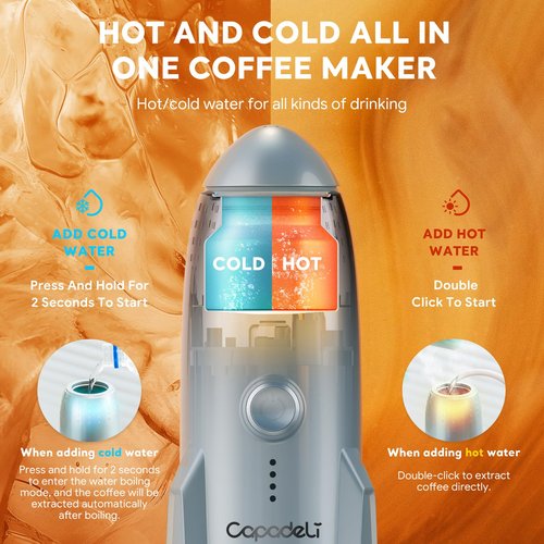 HAILASRE Portable Electric Espresso Machine Travel Coffee Maker for Camping 3 in 1 Self-Heating for Ground Coffee & DG NS Capsule Pods For Travel Camping and Hiking (Space Grey)