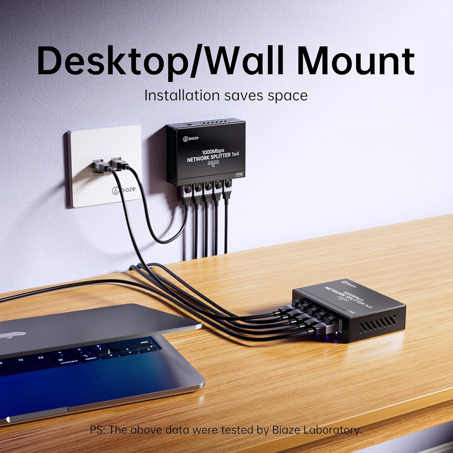 biaze 4-Port 1 4, Cat6 RJ45 (1000Mbps) Ethernet Splitter, Gigabit LAN Network Hub Adapter to Plug & Play Internet Cable