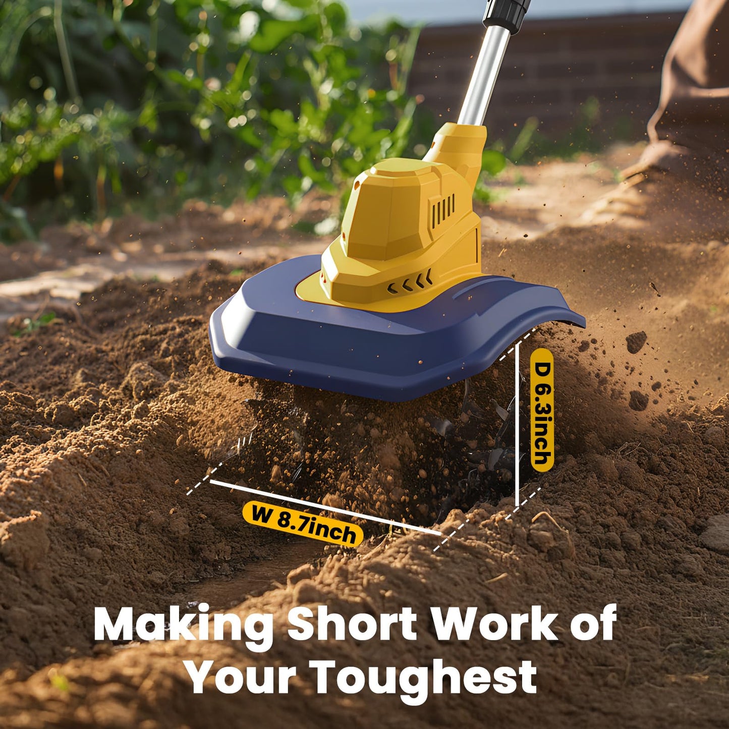 Cordless Garden Tiller Cultivator Compatible with Dewalt 20V/60V MAX Battery, 250RPM Electric Rototiller with Brushless Motor, 48 Steel Tines, 8.7" Tilling Width, 6.3" Depth, Rotary Tiller(Tool ONLY)