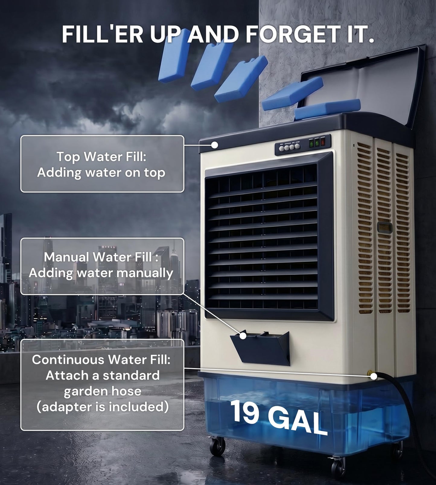 Landeagle 49″ Swamp Cooler Air Conditioner, 6500CFM Portable Evaporative Coolers with 19 Gal Tank,120°Oscillation, Outdoor Cooling Fan with Continuous Auto Fill for Patio Garage Industry Commercial