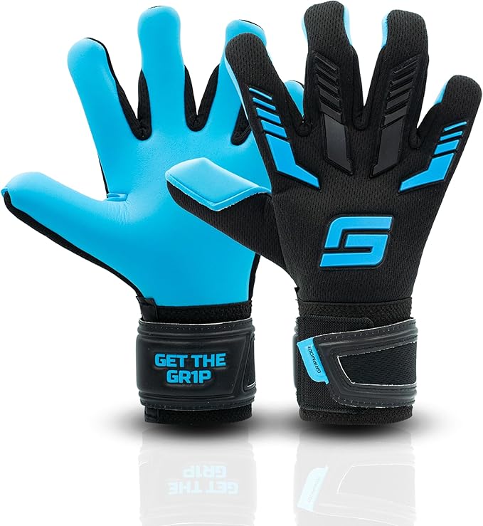 GRIPMODE Aqua Junior Goalkeeper Gloves Children with Fingersave and Individual Removable Finger Protection - Football Goalkeeper Gloves with Latex Coating for Good Grip - Size 4-6