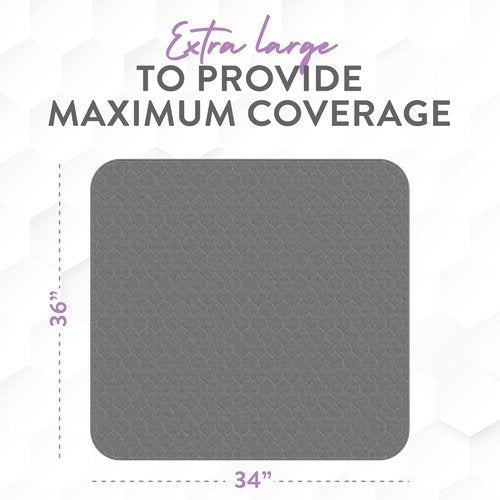 Inspire Underpads - Reusable Waterproof Incontinence Bed Pads | Stain Hiding Gray | 34 X 36 (6 Pack)
