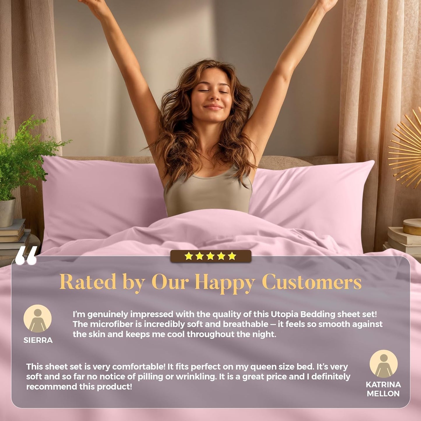Utopia Bedding California King Sheet Set - Soft, Breathable Microfiber, 4-Piece in Crystal Pink
