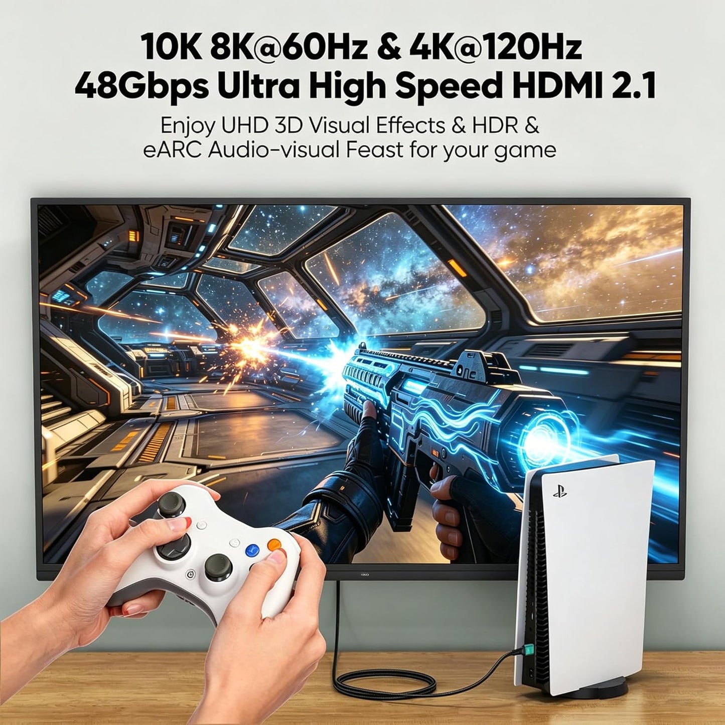 10K 8K 5-Pack 6.6FT, 2.1 48Gbps 8K@60Hz, 4K@120Hz HDR10, HDCP2.2&2.3 PS5/PS4, HDMI Cable HDMI Cable Bulk Ultra High