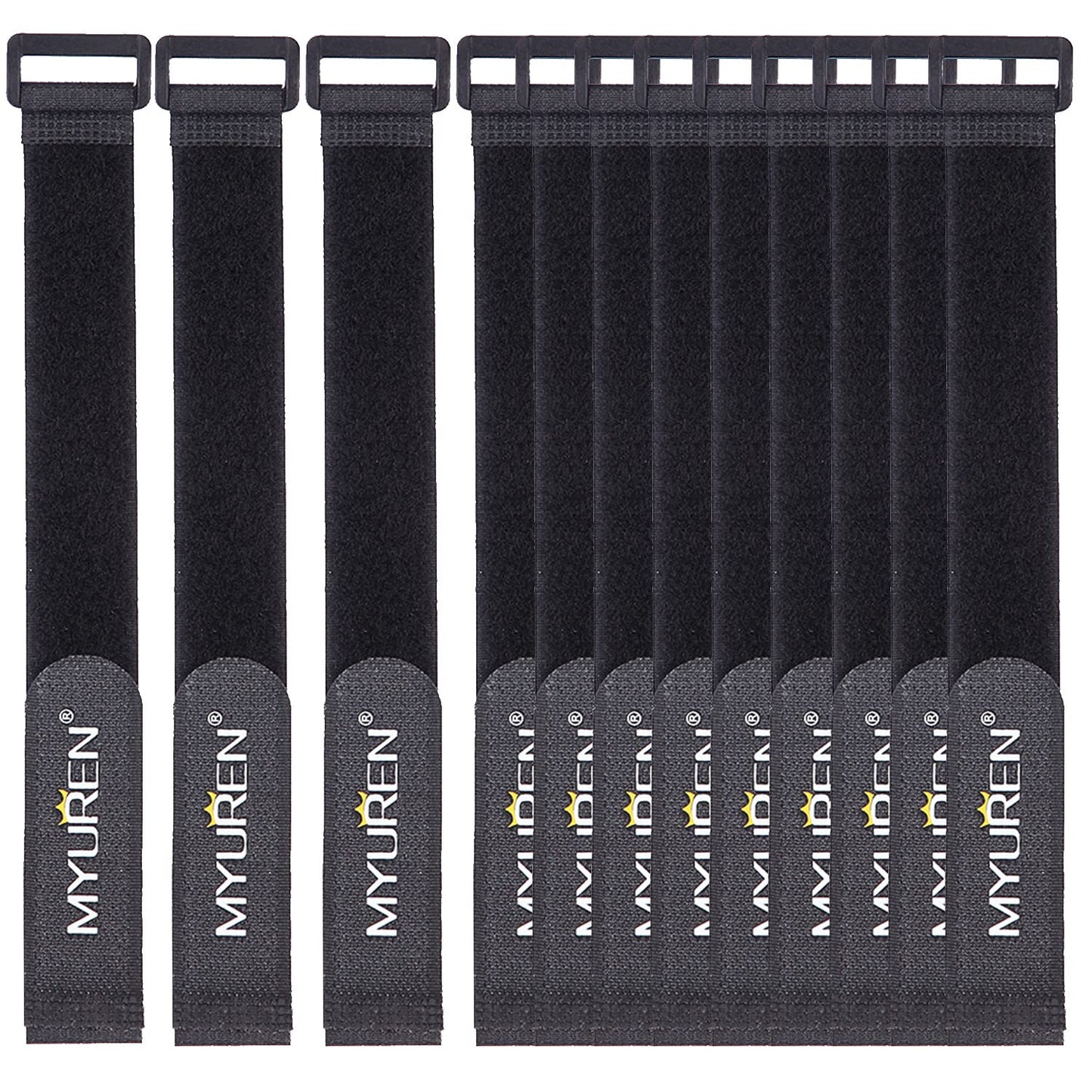 1"x 18"-12 Pack Reusable Fastening Cable Straps with Buckle Adjustable Hook and Loop Securing Strap Multi-Purpose Cinch Strap for Cord Management