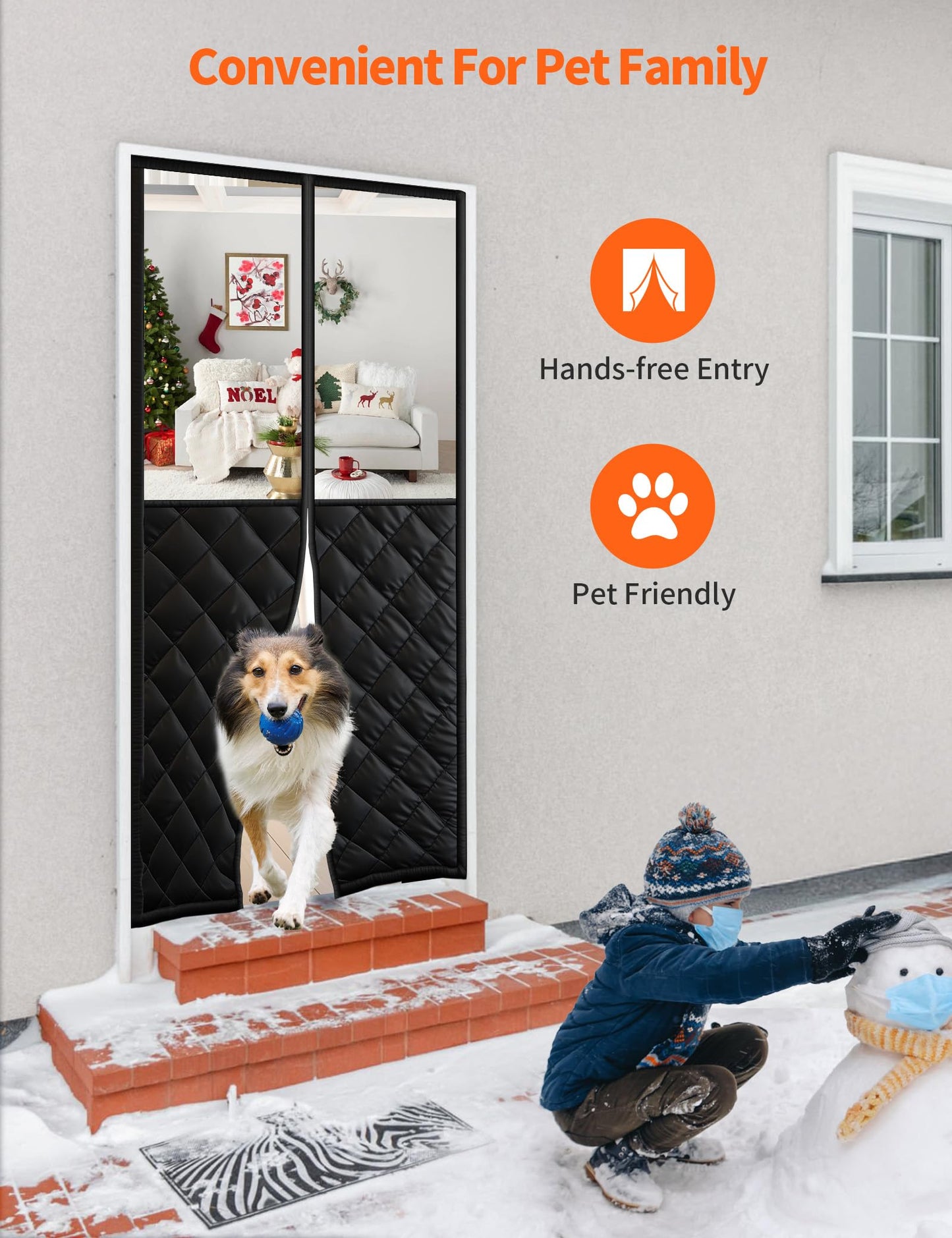 Magnetic Thermal Insulated Door Curtain for 36"x 80" Doors, Insulated Door Cover with Clear Window, Hands-Free Self-Closing for Pets, Block Draft in Winter & Keep Cool in Summer