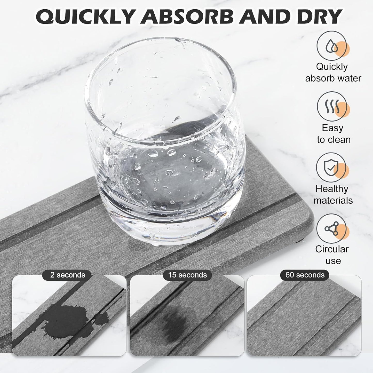 Skiennix Stone Drying Trays - Water Absorbing Diatomaceous Earth Set | 4PCS for Bathroom & Kitchen