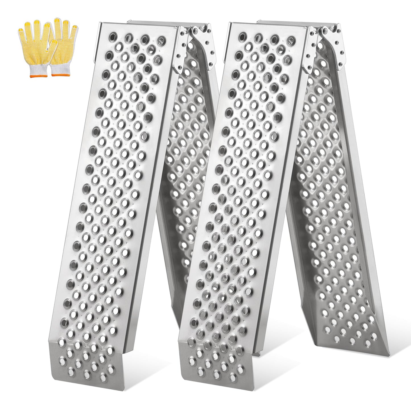 LEMNISCATE Loading Ramps, Portable Aluminum Ramps, 1500lbs Capacity per Pair, Truck Ramp for Lawn Mower, Motorcycles, Trailers, Dirt Bikes, Carts, 63''L x 8.5''W