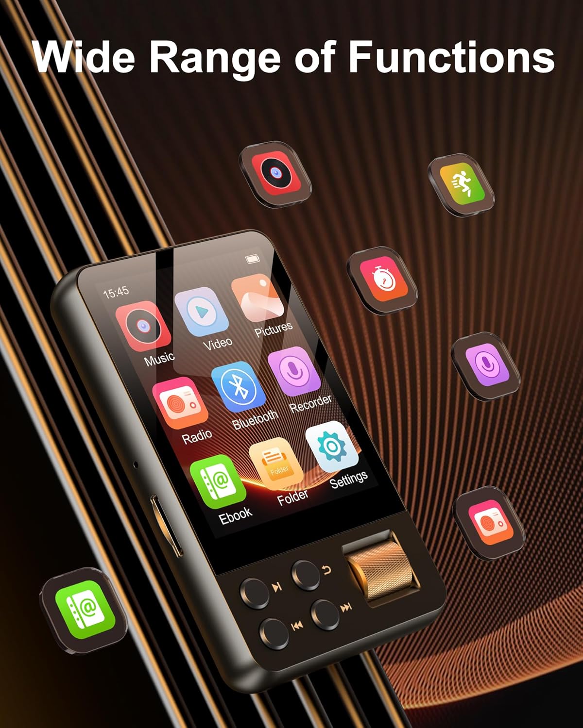 AGXOV 64GB MP3 5.3, (D28) Player with Bluetooth Music Player with Built-in HD Speaker, FM Radio, Voice Recorder, HiFi