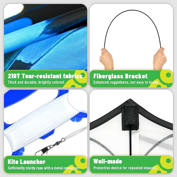 Butterflys for Kids, Beautiful Kite Easy to Fly for Beginners with 328 ft Line & Line Winder (1m-Tiger Spotted Butterfly-(Yellow+ Blue + Pink), 3)