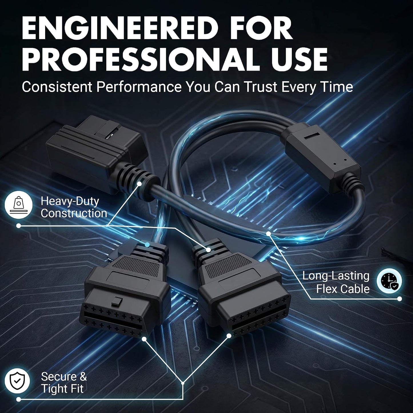2 OBD2 OBD-II Splitter Cable for Speed Turtle & Z-Flash Modules - Port Adapter Extension Cable - Plug & Play Diagnostic