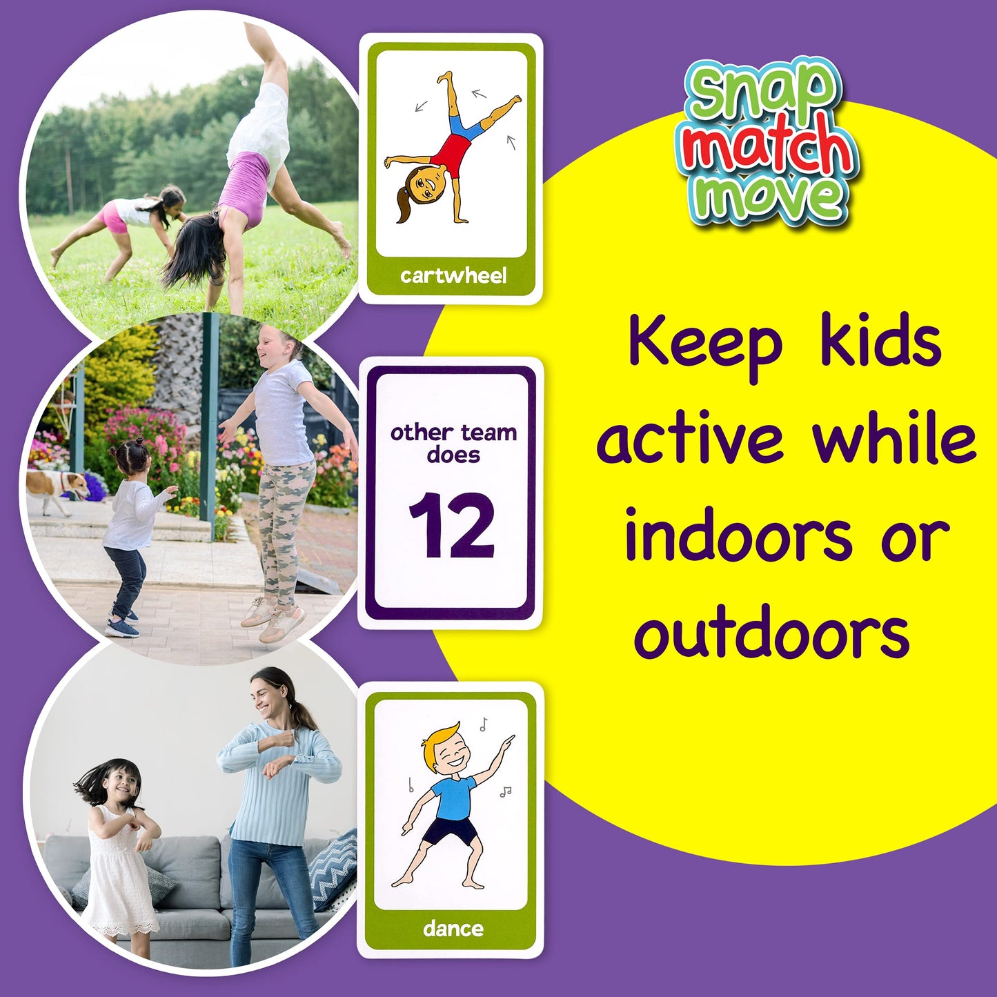 Covelico Kids Exercise Cards & Dice Set – 52 Activity Cards & 3 Foam Dice, Recess Toys, PE Equipment, Gross Motor Games for Kids 3–5, Indoor & Outdoor