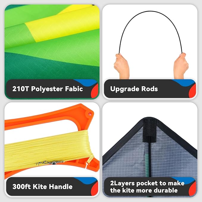 Delta Kite for Kids & Adults，Easy to Fly,Single Line Beach and Park Kite for Family Outdoor Games & Activities (Speed Triancle - Green)