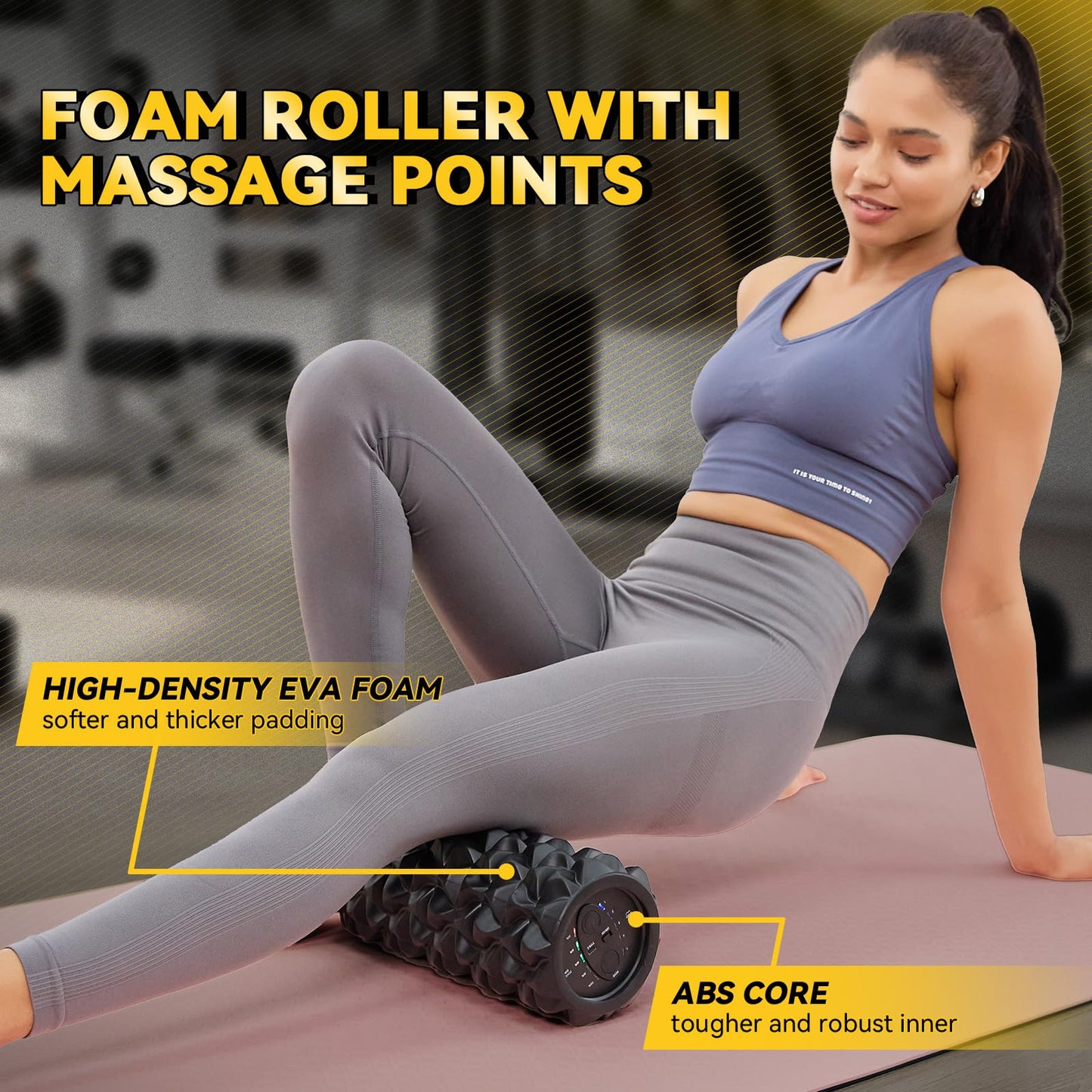 LTHTRADE Vibrating Foam Roller, High Density Massage Roller for Back Pain Relief & Muscle Recovery and Physical Therapy, 5-Speed Rechargeable Exercise Roller, 2 Modes