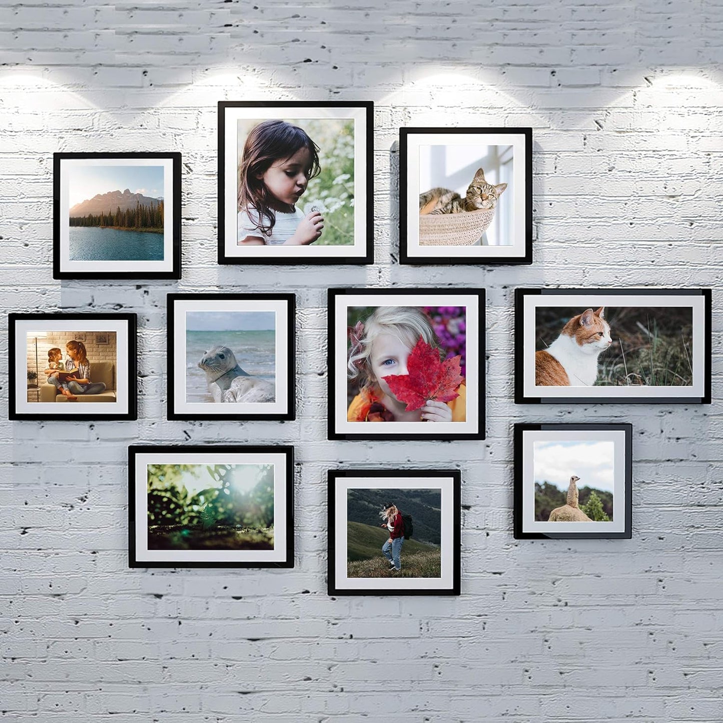 Upsimples 8x12 Picture Frame Set of 5 - Versatile Wall Gallery Frames for 6x8 or 8x12 Photos - Black