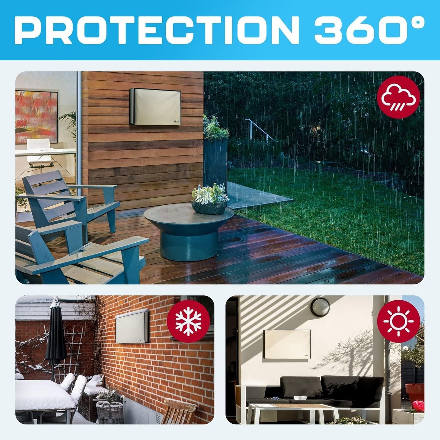 39 Inch Garnetics Outdoor TV Cover Waterproof, Weatherproof TV Enclosures with Smart Shield Screen Protectors, Ideal
