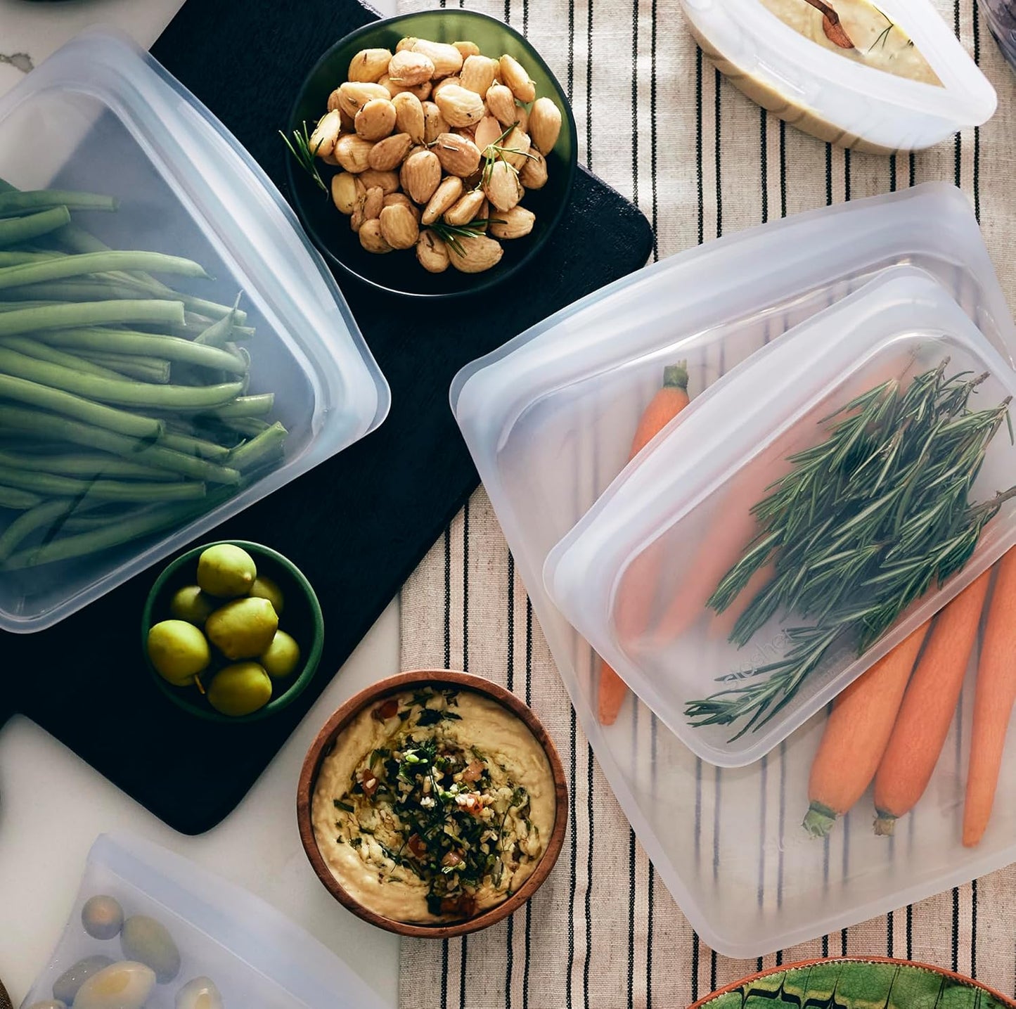 Stasher Silicone Reusable Food Storage Bags - Eco-Friendly 4-Pack | Freezer, Microwave & Dishwasher Safe