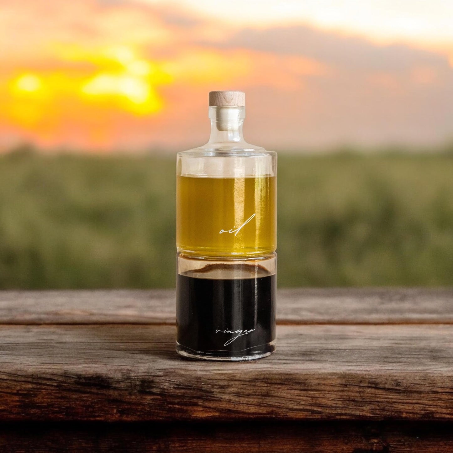Oil and Vinegar Glass Dispenser Set, 8oz Bottles with Cork Lid - Handcrafted, Premium Quality, Eco-Friendly