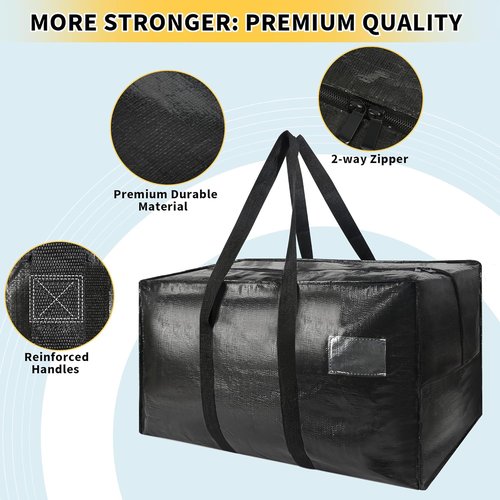 Heavy Duty Extra Large Moving Bags - 58 Gallon Jumbo Storage with Strong Zippers & Handles | 2-Pack
