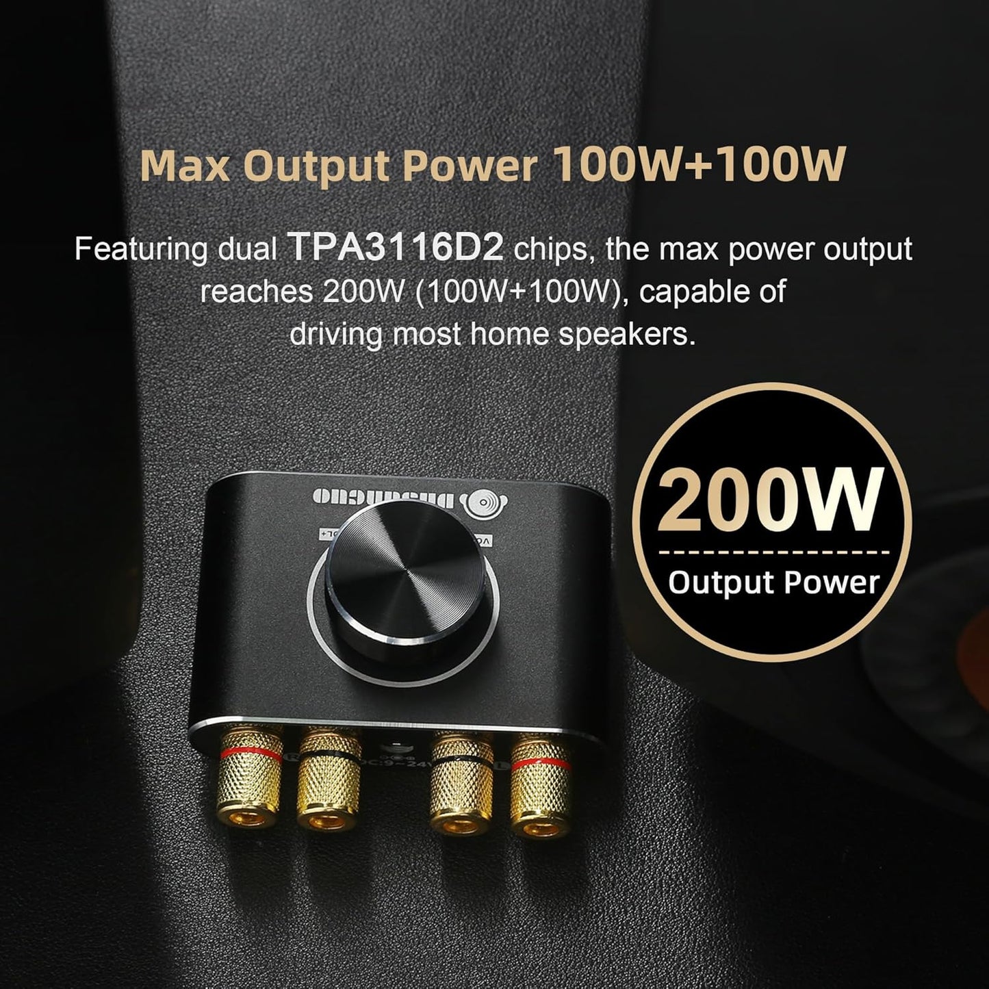 X100H 2.0 100W+100W TPA3116D2 Bluetooth5.1/USB/3.5mm Audio Amplifier Channel Power Amplifier,Supports AUX Input