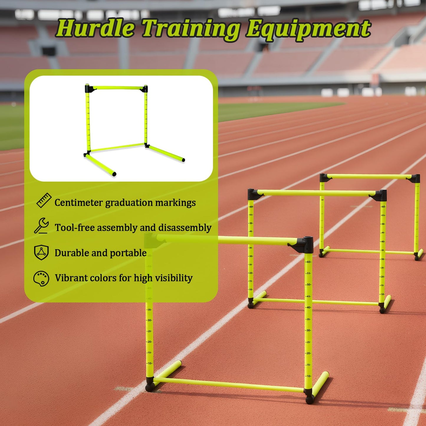 3PCS Height Adjustable Hurdles Training Equipment, Hurdles Track and Field for Agility & Speed Training, Detachable Track Hurdles with Carry Bag for Soccer Football Basketball, Tool-Free Setup