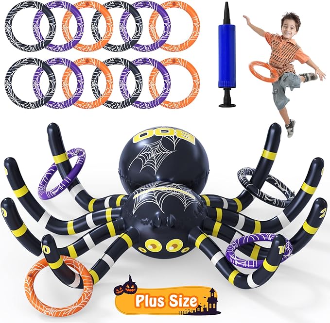 Garma Inflatable Spider Ring Toss Game for Kids' Halloween Party & Outdoor Fun
