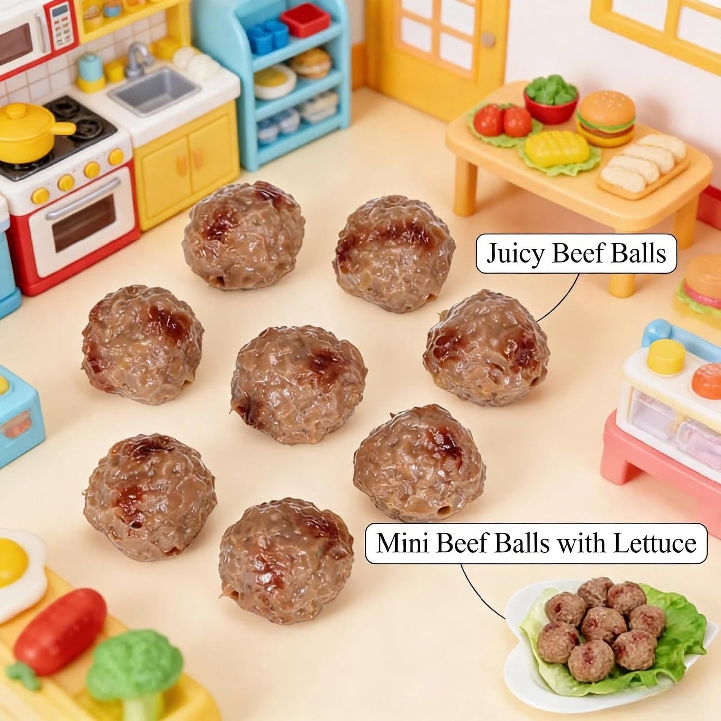 VOSCHOIX 16Pcs Realistic Artificial Meatballs, Simulated Beef Balls Beef Meatball Restaurant Prop PVC Realistic Food
