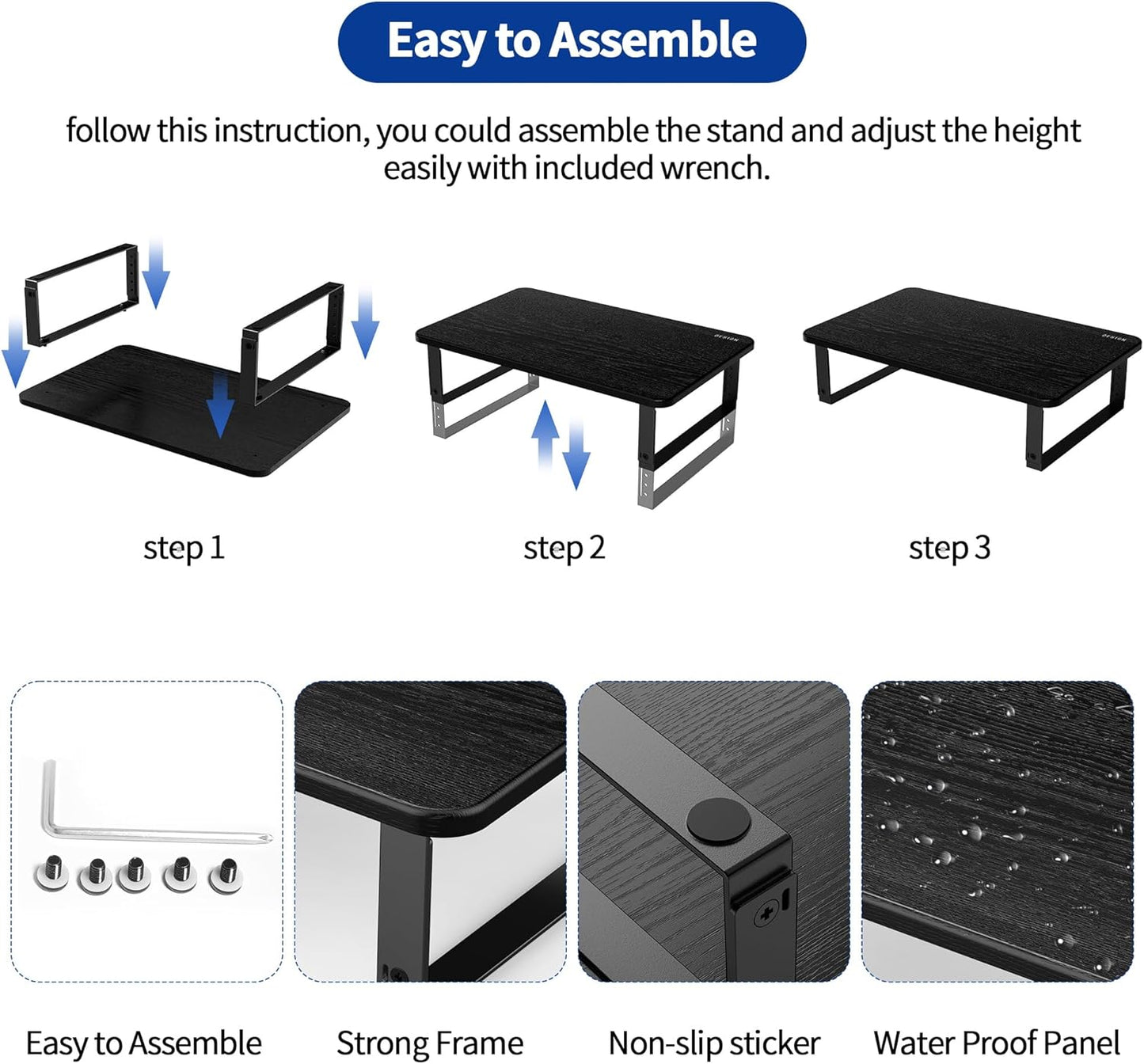 MS01 BESIGN Monitor Stand Riser, Height Adjustable Laptop Stand, Computer Monitor Stand for Monitor
